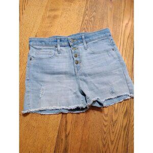 MOSSIMO Jeans Shorts 4 Womens 27 Waist BLUE HIGHEST RISE Preowned Distressed